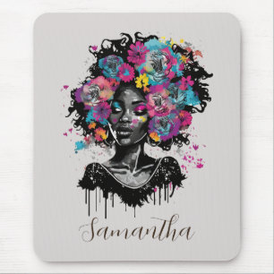 Tapis De Souris Classe Florale Afro Femme