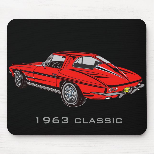 Tapis De Souris Classic 1963 Corvette Rouge Design Mousepad (Devant)