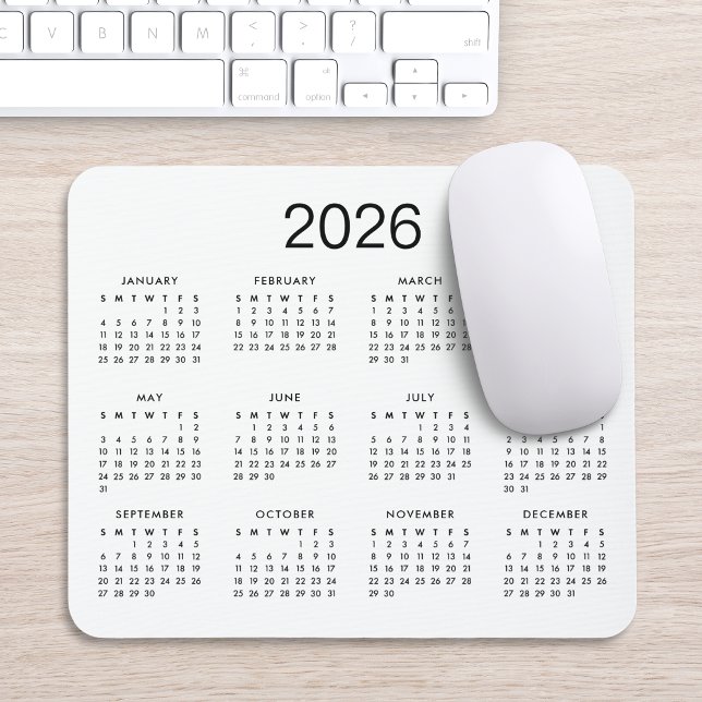 Tapis De Souris Classic Simple Noir Et Blanc Calendrier 2024 (Créateur téléchargé)