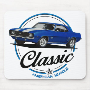Tapis De Souris Classique Camaro Bleu Rétro