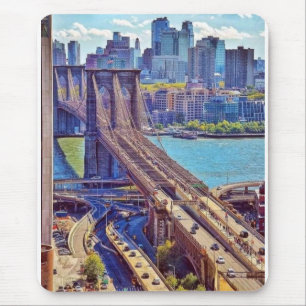 Tapis De Souris Classique Skyline du pont de Brooklyn de New York