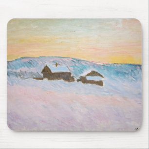 Tapis De Souris Claude Monet - Paysage norvégien, Maisons bleues