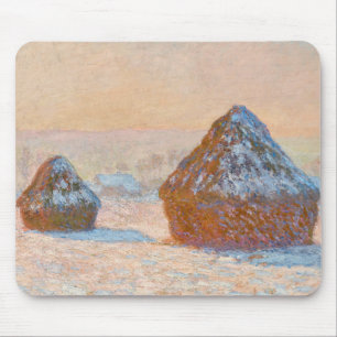 Tapis De Souris Claude Monet - Piles à roues, Effet neige, Matin