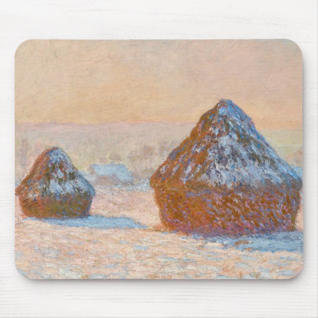 Tapis De Souris Claude Monet - Piles à roues, Effet neige, Matin (Devant)