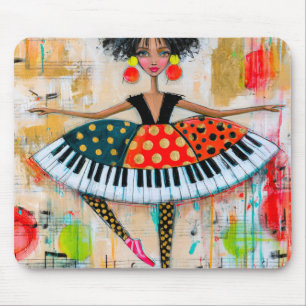 Tapis De Souris Clavier de piano fantaisiste Musique Ballerine