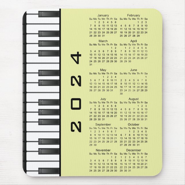 Tapis De Souris Clavier Piano 2024 Calendrier Mousepad (Devant)