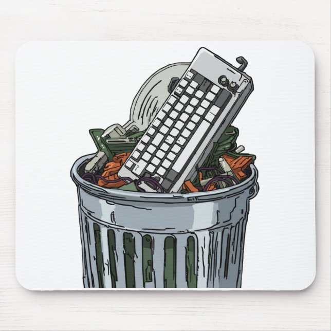 Tapis De Souris Clavier sur poubelle (Devant)