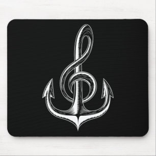 Tapis De Souris Clé de sol d'ancre de bateau Musicien nautique