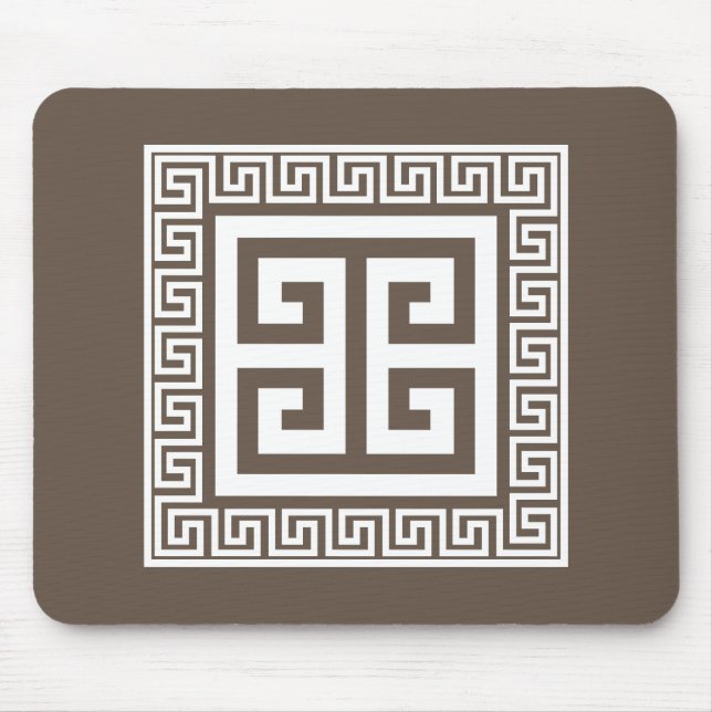 Tapis De Souris Clé grecque Motif blanc et design Brown (Devant)