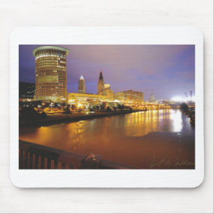 Tapis De Souris Cleveland Skyline pour la nuit