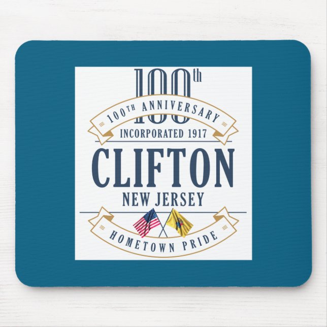 Tapis De Souris Clifton New Jersey 100th Anniv White _1  (Devant)
