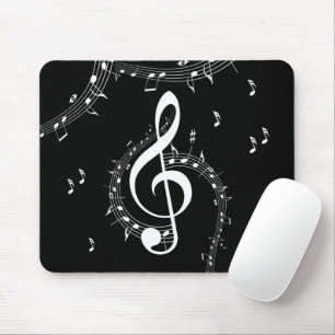 Tapis De Souris Climacic G Clef Musique blanche sur le noir