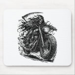 Tapis De Souris Cloaked Reaper Chopper Rider<br><div class="desc">A dark and powerful illustration featuring the Grim Reaper riding a rugged vintage motorcycle. With a flowing cloak and towering scythe, the skeletal rider speeds forward like a ghost of the open road.</div>
