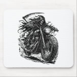 Tapis De Souris Cloaked Reaper Chopper Rider<br><div class="desc">A dark and powerful illustration featuring the Grim Reaper riding a rugged vintage motorcycle. With a flowing cloak and towering scythe, the skeletal rider speeds forward like a ghost of the open road.</div>