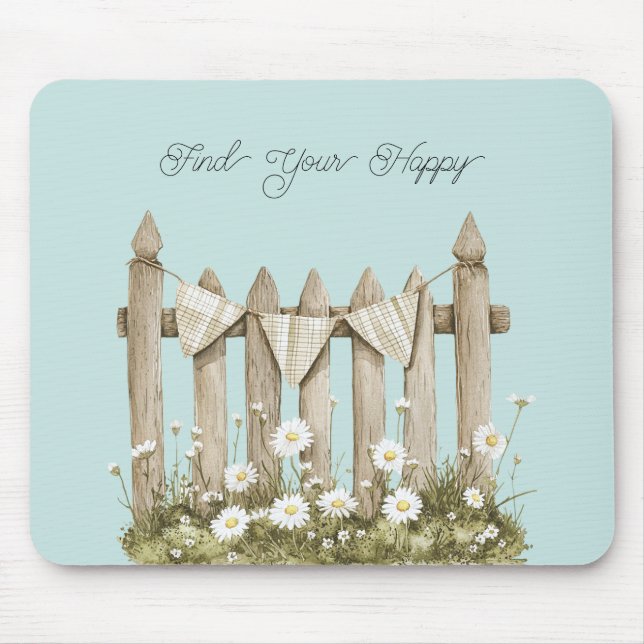 Tapis De Souris Clôture de jardin de fleurs de marguerite (Devant)