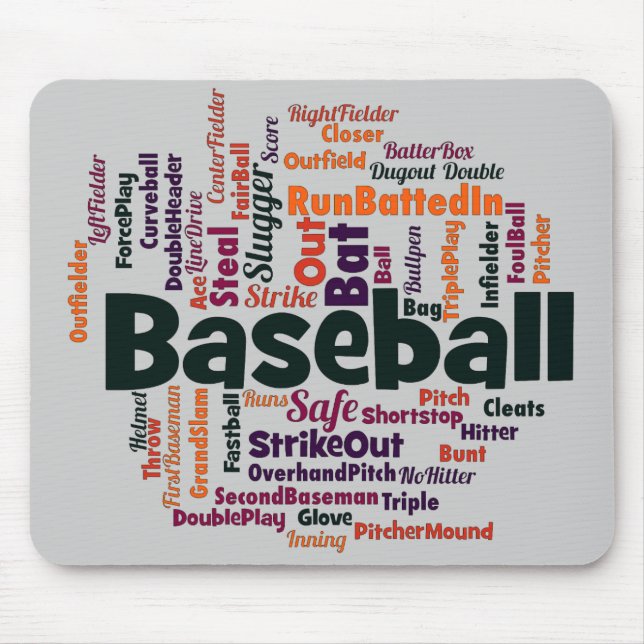 Tapis De Souris Cloud de baseball Word (Devant)