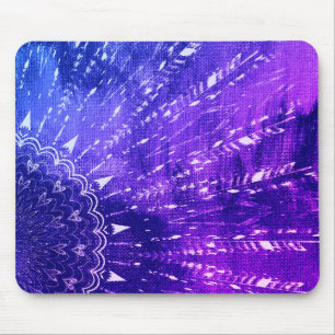 Tapis De Souris Clouds Mandala bleu violet Boho Bohemian