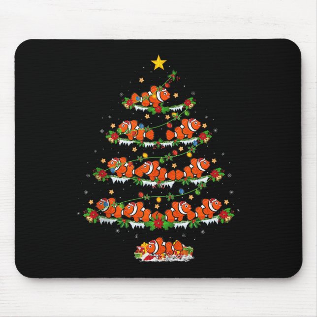 Tapis De Souris Clown Fish Christmas Tree Lights Funny Clown Fish  (Devant)