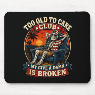 Tapis De Souris Club Crâne Patriotique Drôle Retraité Trop Vieux P