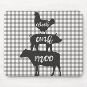 Tapis De Souris Cluck Oink Moo Chicken Cow Cow Pig Ferme