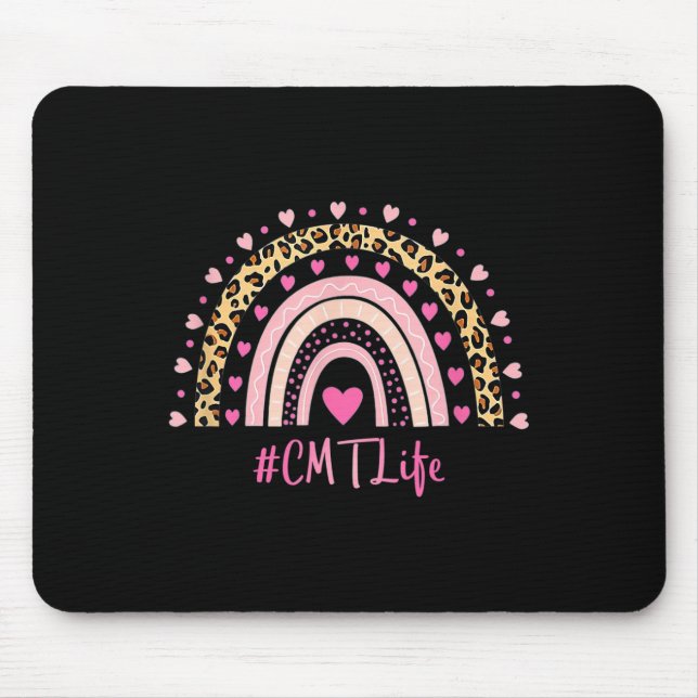 Tapis De Souris Cmt Infirmière Empreinte de léopard Boho Rainbow N (Devant)