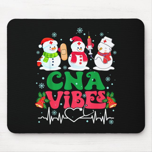 Tapis De Souris Cna Vibes Nurse Snowman Stethoscope Santa Funny Ch (Devant)