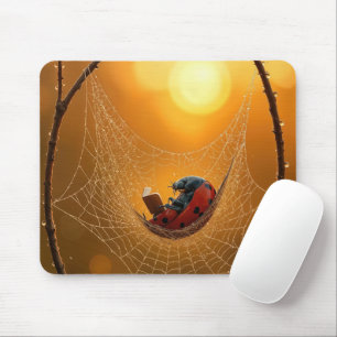 Tapis De Souris Coccinelle dans un hamac de toile d'araignée