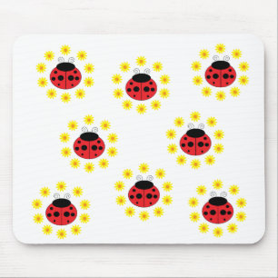 Tapis De Souris Coccinelle et marguerites Mousepad
