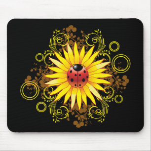 Tapis De Souris Coccinelle et tournesol Mousepad