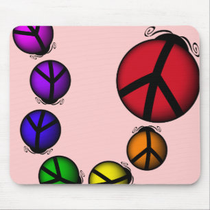 Tapis de souris coccinelle paix couleurs arc-en-ci