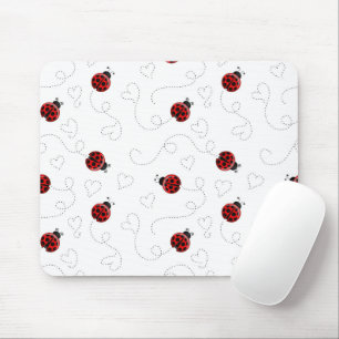 Tapis De Souris Coccinelle Rouge Insectophile Cœurs Noirs