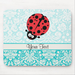 Tapis De Souris Coccinelle turquoise de motif de damassé