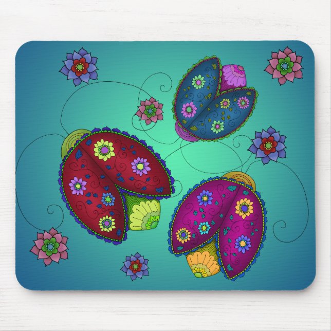 Tapis De Souris Coccinelles florales Mousepad (Devant)
