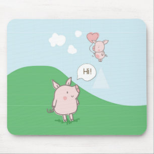 Tapis De Souris Cochon Flottant mignon Dit Bonjour