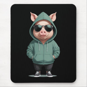 Tapis De Souris Cochon portant Sweat - shirt à capuche drôle Cool 