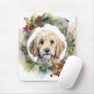 Tapis De Souris Cockapoo Christmas Wreath Festive Pup