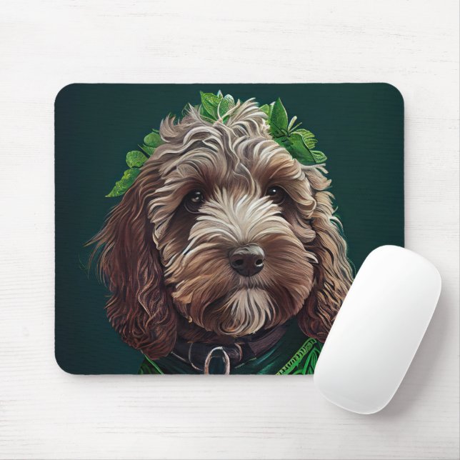 Tapis De Souris Cockapoo Dog en robe de fête St. Patrick (Avec souris)