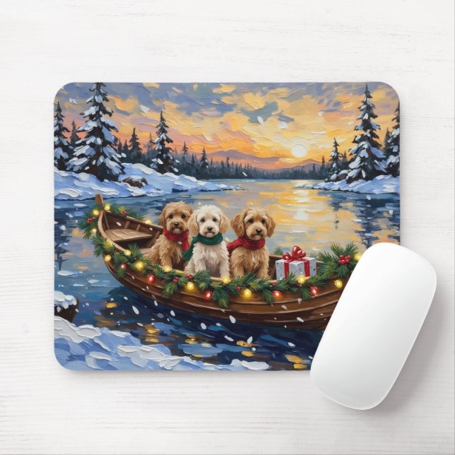 Tapis De Souris Cockapoo Noël Bateau Fêtes (Avec souris)