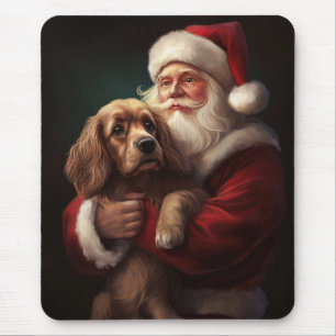 Tapis De Souris Cocker Spaniel avec le Père Noël Festif de Noël
