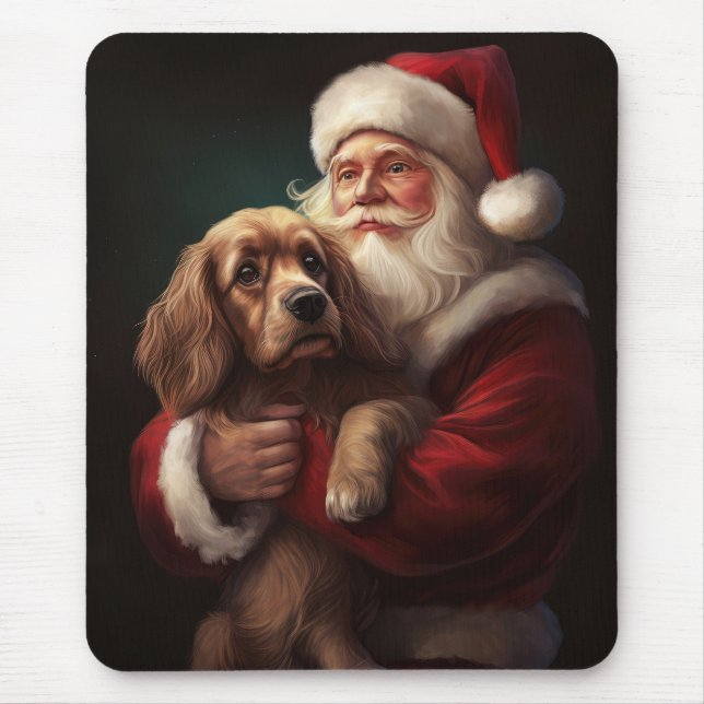 Tapis De Souris Cocker Spaniel avec Noël Festif du Père Noël (Devant)