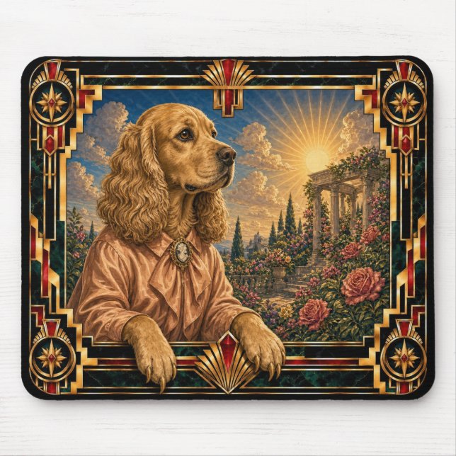 Tapis De Souris Cocker Spaniel, Chien Art Déco (Devant)