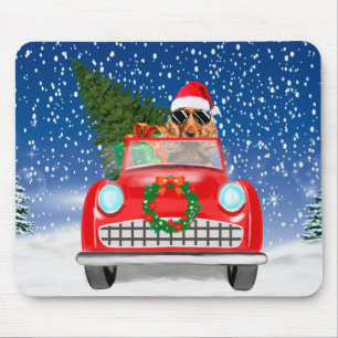 Tapis De Souris Cocker Spaniel Chien Conduite Voiture En Noël De N