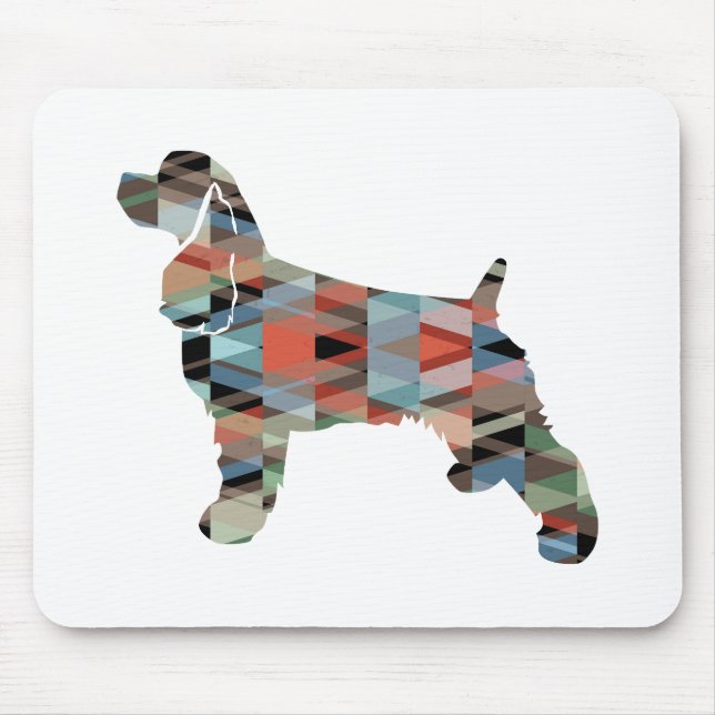 Tapis De Souris Cocker Spaniel Chien Silhouette Motif géométrique  (Devant)