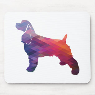 Tapis De Souris Cocker Spaniel Chien Silhouette Motif géométrique 