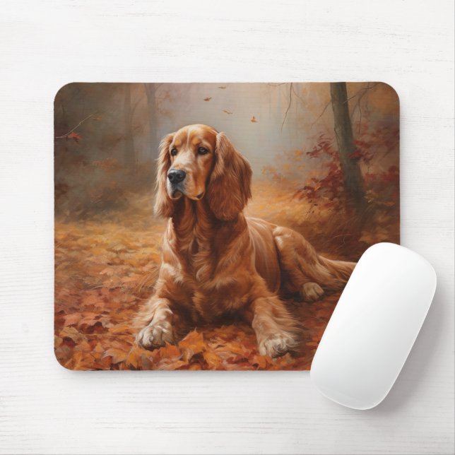 Tapis De Souris Cocker Spaniel en automne feuilles chute inspire (Avec souris)