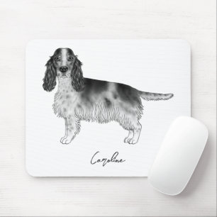 Tapis De Souris Cocker Spaniel en noir et blanc & texte personnali
