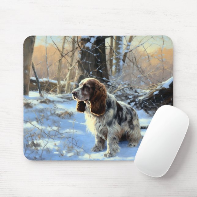 Tapis De Souris Cocker Spaniel Laissez tomber la neige Noël (Avec souris)