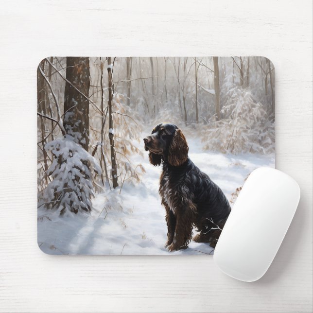 Tapis De Souris Cocker Spaniel Laissez tomber la neige Noël (Avec souris)