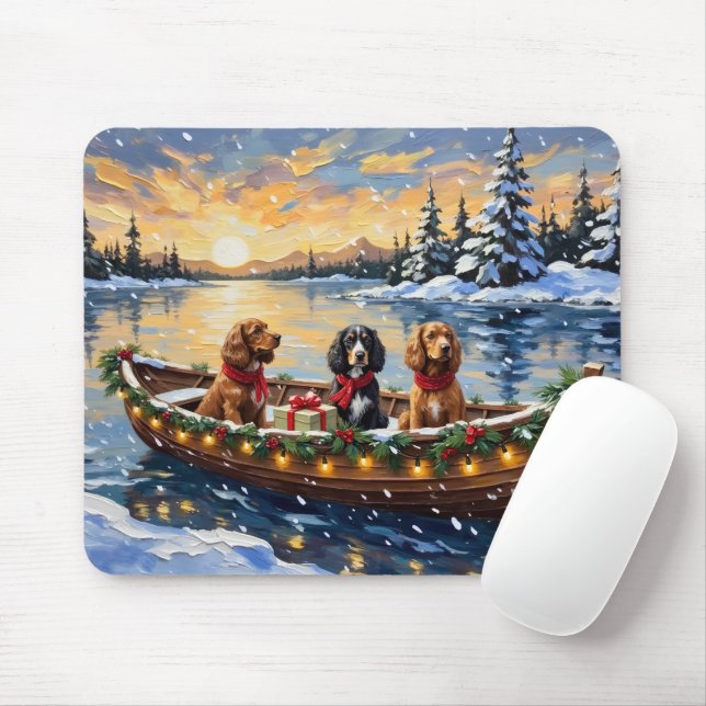 Tapis De Souris Cocker Spaniel Noël Bateau Fêtes (Avec souris)