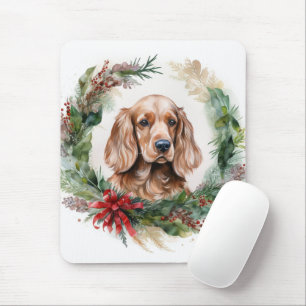 Tapis De Souris Cocker Spaniel Noël Wreath Festive Pup